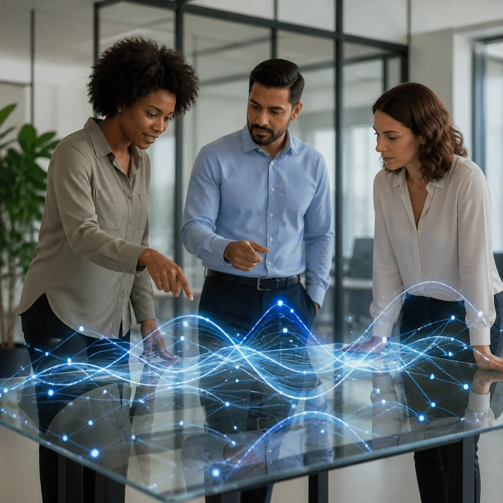 Mesa de trabajo con mapas y diagramas
